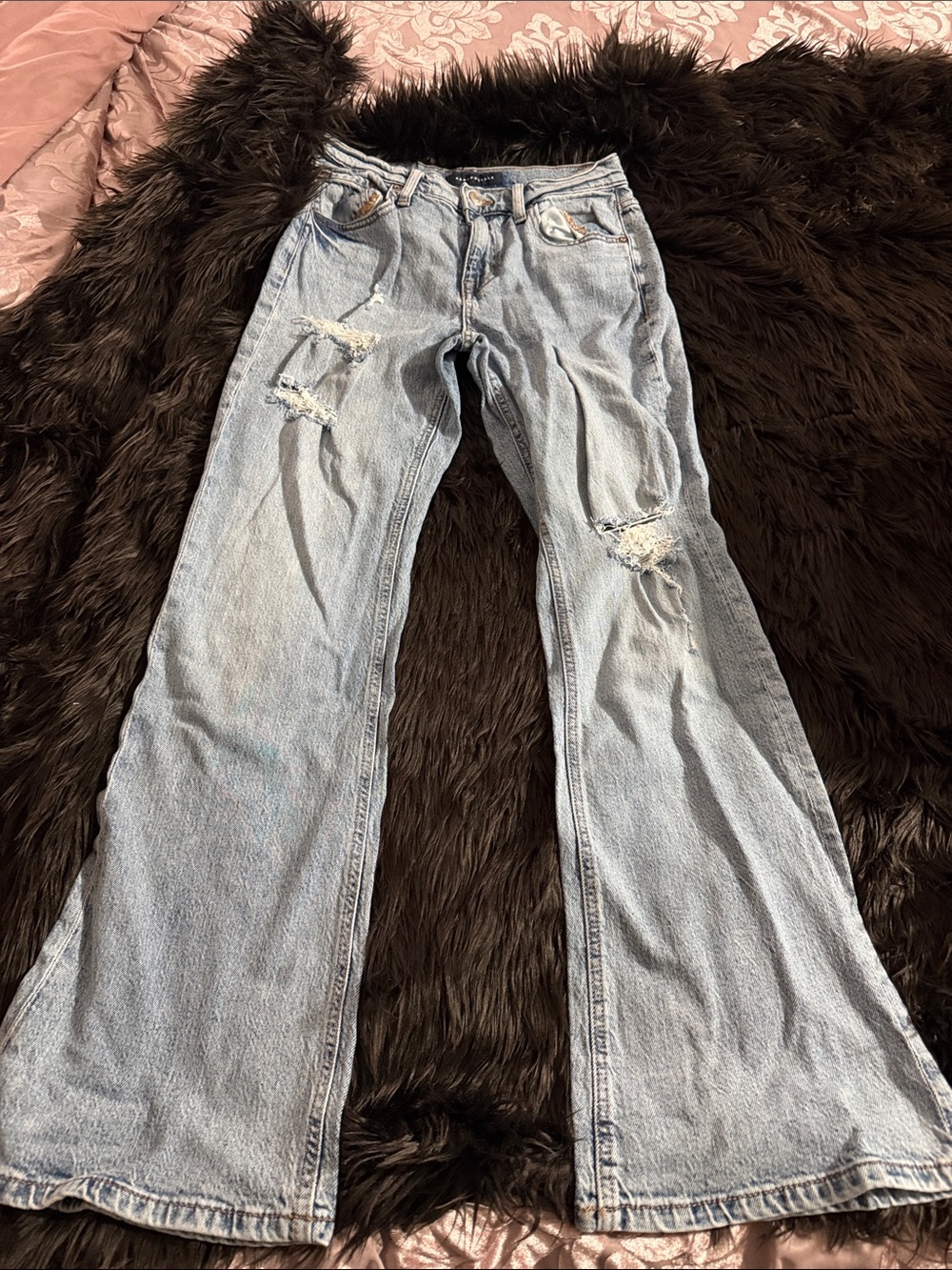 Aeropostale Light Blue Distressed Flare Jeans